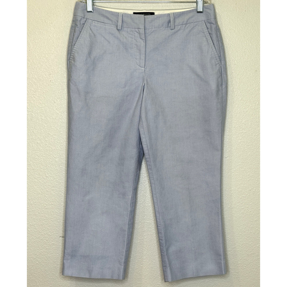 Talbots Cropped Chino Pants Womens Size 2 Petite Blue 100% Cotton Preppy Classic